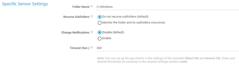 Specific Sensor Settings